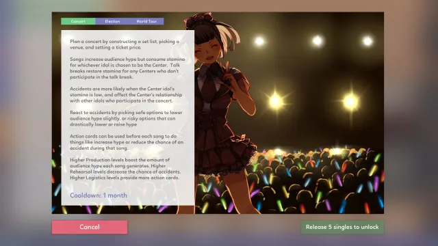 Planning a concert, with the idol on stage behind