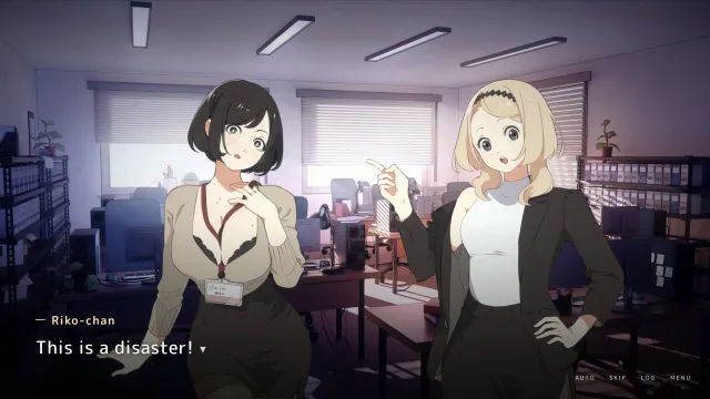 Two staffers panicking in a dim office